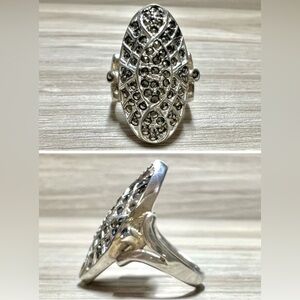 Vintage Handmade Art Deco Sterling Silver Marcasite Band Ring, Size 5